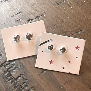 Pair of Faux Diamond and Silver Stud Earrings